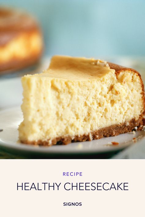 If you enjoy eating dessert, it can be hard to find choices that do not significantly spike your blood sugar levels. Here at Signos, we believe in balance and finding ways to enjoy our favorite treats.  Experimenting with healthier versions of your favorite desserts can be a great way to satisfy your cravings. For example, this cheesecake recipe calls for non-fat Greek yogurt and reduced sugar, which are modifications that can allow you to reduce a glucose spike while enjoying some dessert! Reduced Sugar Desserts, Sugar Free Cheesecake Recipe, Glucose Spike, Low Fat Cheesecake, Healthy Cheesecake Recipes, Greek Yogurt Cheesecake, Healthy Dessert Options, Low Carb Cheesecake Recipe, Healthy Cheesecake