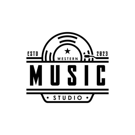 Vinyl Music Record Studio Logo, Vintage Retro Music Studio With Vinyl Disk Record Logo Design, Recording Studio Logo, Record Studio Logo, Wynk Music Logo, Record Company Logo, Record Studio, Logo Vintage, Vinyl Music, Studio Logo