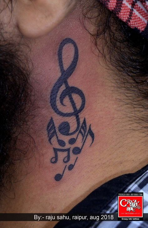 Nick Tattoos, Staff Tattoo, Side Finger Tattoos, Music Symbol Tattoo, Tattoo On Neck, Side Tattoos Women, Best Neck Tattoos, Music Notes Tattoo, Side Neck Tattoo