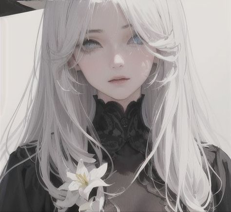 Silver Hair Girl, Gray Eyes, Learn Art, Woman Drawing, Dark Anime, Hair Art, White Hair, Manga Girl