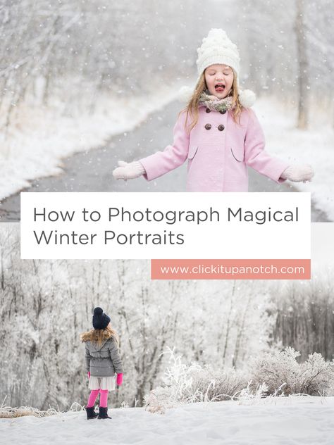 Great tips for taking pictures in the snow! Read - "How to  Photograph Magical Winter Portraits" Snow Pictures Kids, Kids Snow Photoshoot, Winter Photo Shoot Ideas, Diy Christmas Pictures Kids, Snow Poses, Winter Portraits Photography, Pictures In The Snow, Snow Pics, Christmas Poses