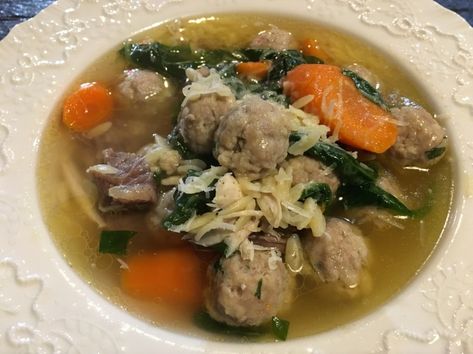 Lidias Italy Recipes, Lidia's Recipes, Italy Recipes, Wedding Soup Recipe, Cookbook Club, Tuscan Bean Soup, Chefs Recipes, Lidia Bastianich, Bacon Potato Salad