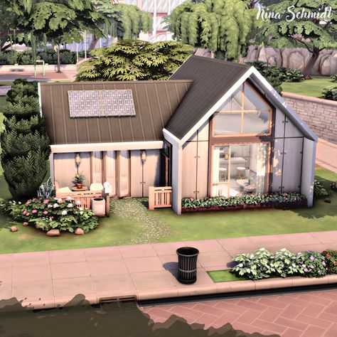 Growing Together & Eco Lifestyle The Sims 4 Eco Lifestyle House, Sims Growing Together, Eco Lifestyle Sims 4 House, Sims 4 Eco Lifestyle Cc, Sims 4 Growing Together House, Growing Together Sims 4, Sims 4 Eco Lifestyle House, Tiny Modern House, Sims 4 Speed Build