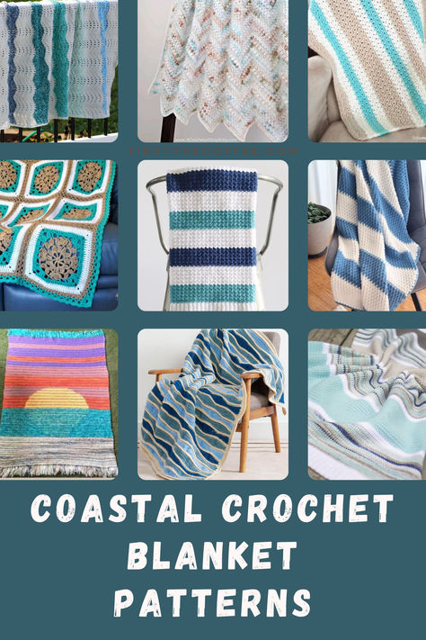 Coastal Crochet Blanket Patterns Crochet Nautical Patterns, Nautical Crochet Blanket, Nautical Crochet Patterns Free, Patterns For Crochet Blankets, Nautical Crochet, Marsh House, Coastal Crochet, Handmade Blankets, Patterns For Crochet