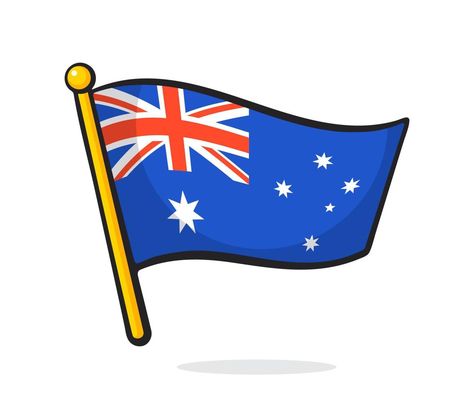 Cartoon illustration of flag of Australia on flagstaff Flag Of Australia, Australia Flag, The Cartoon, Flagstaff, Logo Banners, Cityscape Photos, Nature Backgrounds, Heart With Arrow, Marketing Design