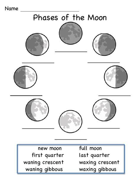 This is a worksheet to show the phases of the moon. Moon Lessons First Grade, Phases Of The Moon Oreo Activity, Phases Of The Moon Project, Astronomy Worksheets, Phases Of The Moon Worksheet, Moon Activities For Kids, Moon Phases Worksheet, Moon Worksheet, Oreo Moon Phases