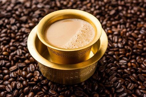 South Indian Filter coffee served in a traditional brass or stainless steel cup South Indian Filter Coffee, Coffee Serving, Filter Coffee, Stainless Steel Cups, The South, Filter, For Free, Brass, Stainless Steel