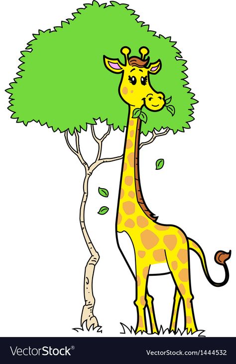 Giraffe Eating Leaves, Giraffe Eating, Grass Drawing, Giraffe Drawing, Art Bags, Cartoon Giraffe, Leaf Clipart, Kids Class, Leaf Drawing