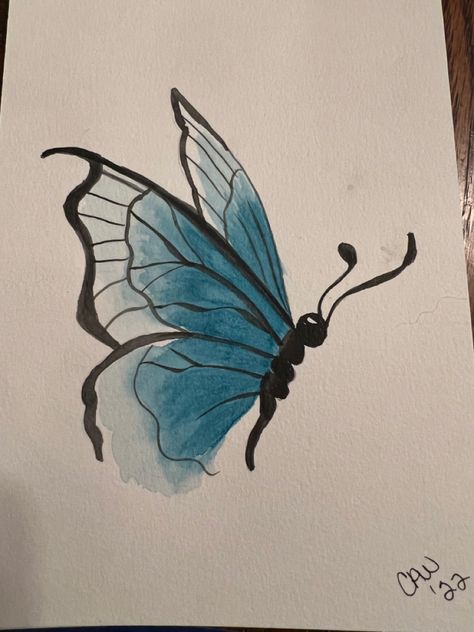 Butterfly Drawing Watercolors Easy, Drawing Ideas Summer, Eyeball Art, Painting Flowers Tutorial, Butterfly Art Painting, Oil Pastel Art, Watercolor Paintings Easy, Canvas Painting Designs, Art Tools Drawing