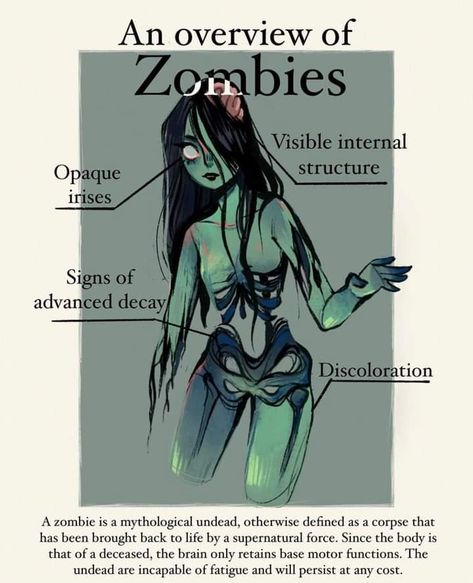 Fictional Disease Art, Menulis Novel, Výtvarné Reference, Zombie Girl, Fantasy Creatures Art, Mythical Creatures Art, Fete Anime, Creature Concept Art, Creature Concept