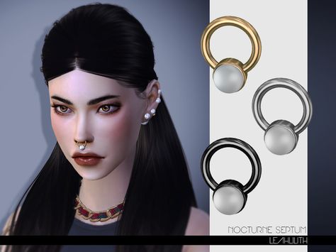 Nocturne Septum  Found in TSR Category 'Sims 4 Female Rings' Cc Jewelry, Sims Makeup, Sims Accessories, Cc Accessories, Septum Nose Piercing, Stretched Septum, Sims 4 Tattoos, Alpha Cc, Sims Clothes