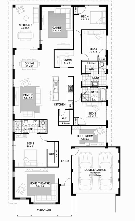 Rectangular House Plans, Rectangle House Plans, Dröm Hus Planer, Rectangular House, Rectangle House, Open Floor House Plans, 5 Bedroom House Plans, Narrow House Plans, Little House Plans