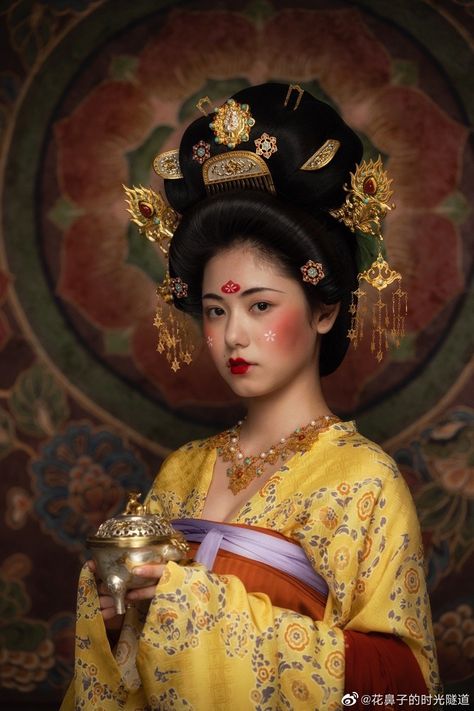 Tang Dynasty Hairstyles, Tang Dynasty Makeup, Traditional Asian Hairstyles, Dynasty Hairstyles, Chinese Dressing, Empresses In The Palace, Hanfu Hairstyles, Chinese Makeup, Chinese Traditional Costume