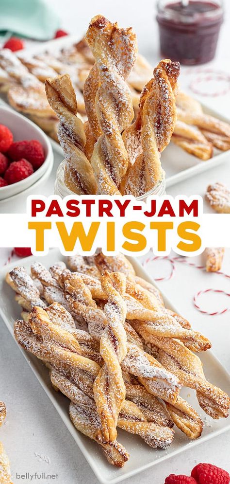 Jam Puff Pastry, Puff Pastry Cookies, Puff Pastry Treats, Pastry Twists, Brunch Pastries, Puff Pastry Recipes Dessert, Puff Pastry Twists, Christmas Brunch Recipes, Puff Pastry Filling