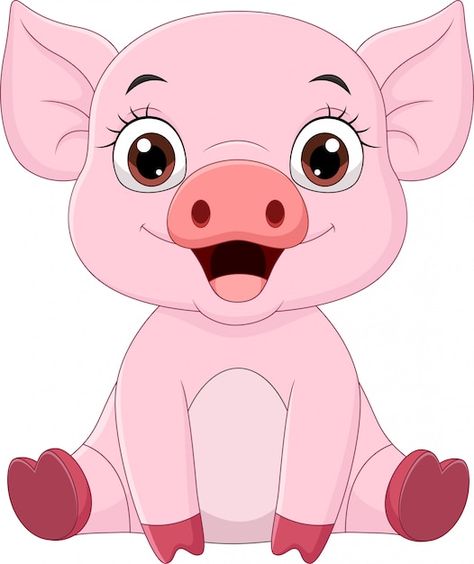 Cute dibujos animados de cerdo bebé sent... | Premium Vector #Freepik #vector #cerdito #cerdo-animado #dibujos-animados #cerdo-dibujo Pig Clipart, Pig Drawing, Baby Animal Drawings, Pig Cartoon, Baby Pigs, Rock Painting Designs, Cute Cartoon Animals, Cute Pigs