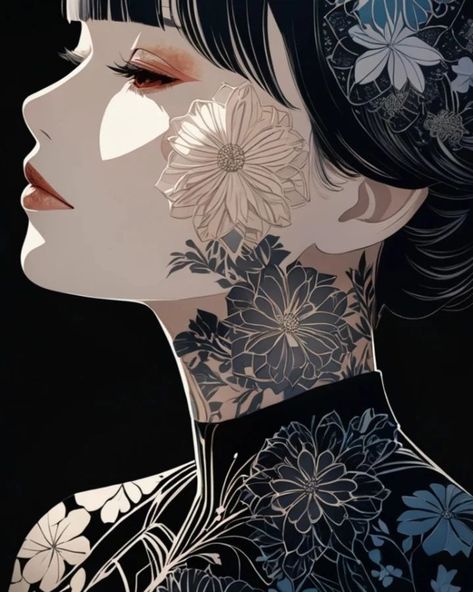 Floral Face Tattoos Flower Maiden, Eden Moon, Moon Lee, Face Tattoos, Moon Tattoo, Art Shop, Eden, Moon, Tattoos