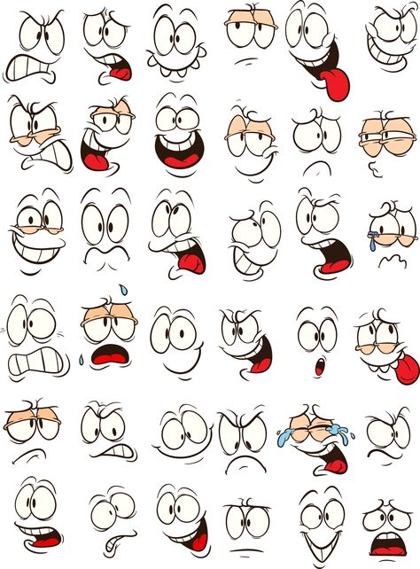 Simple Comic Character, Easy Character Drawings, How To Draw Cartoon People, Character Face Design, Cartoon Emotions, Comic Faces, Funny Face Drawings, Silly Cartoon, Cartoon Faces Expressions