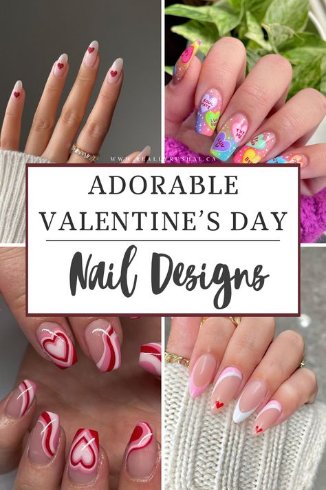 40+ Adorable and Cute Valentine’s Day Nails - ReallyRushai Valentine’s Day Glitter Nails, Dainty Valentines Nails, Valentines Manicure Ideas, Valentine Nail Art Designs Unique, Neutral Valentines Nails, Celebrate February, Valentines Nail Art Designs, Tulip Nails, Manicured Nails