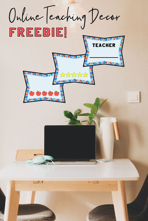 Online Teaching Background Freebie! Free online teaching Printables to decorate your classroom, perfect for MagicEars, Palfish, or GoGokid teachers Esl Online Teaching Background, Online Teacher Background, Online Teaching Background, Teaching Background, Online English Teacher, Teaching Freebies, Classroom Background, Vip Kid, Dream Classroom