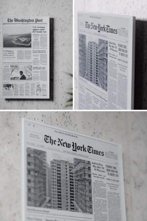 Experience the blend of digital and analog news consumption with Project E Ink, a 32-inch electronic ink display that showcases the daily front page of your subscribed newspaper. Hang it on your wall for a unique and artistic way to stay informed. Learn More! #ProjectEInk #DigitalNews #EInkDisplay Desk Idea, E Ink Display, Newspaper Front Pages, Front Page Design, Flyer Design Layout, E Ink, Digital Newspaper, Digital Ink, Digital News