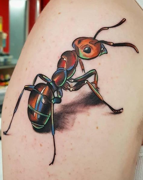 Ant Tattoo Traditional, Ant Tattoo, Amazing 3d Tattoos, Buddha Tattoo Design, Sticker Tattoo, Chic Tattoo, Insect Tattoo, Bug Tattoo, Tattoo Trend