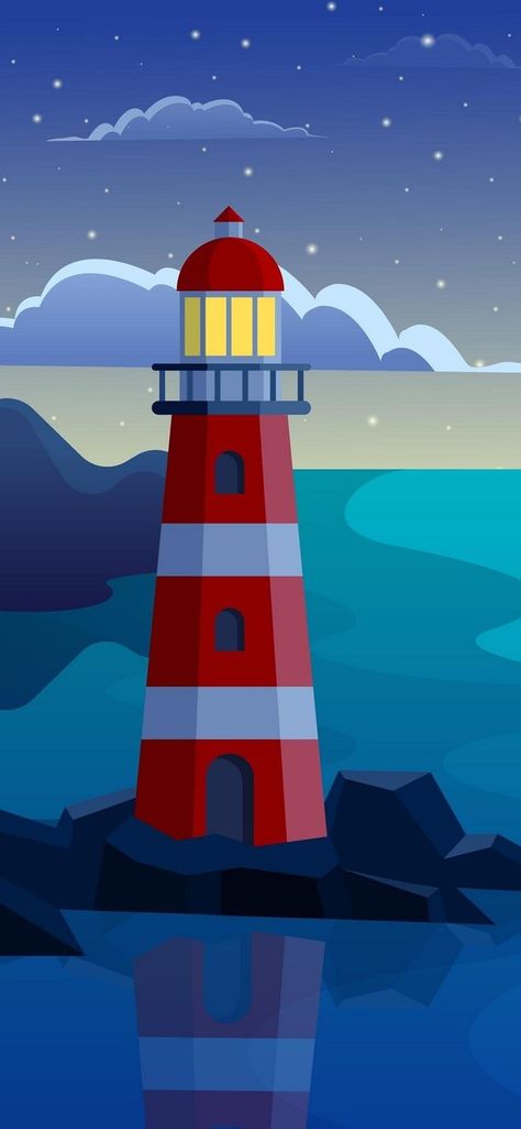 Lighthouse Vector Illustration, Toon Shader, Lighthouse Drawing, Phone Wallpapers Vintage, ポップアート ポスター, Lighthouse Pictures, Lighthouse Art, Supreme Wallpaper, Free Shapes