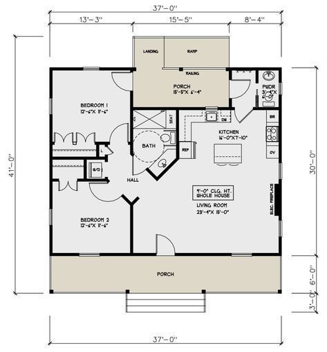 Cottage Bungalow House Plans, Accessible House Plans, Small Houseplans, Lake Front House Plans, Small Farmhouse Plans, Accessible House, Shed Floor Plans, Cabin Plan, Small Cottage House Plans