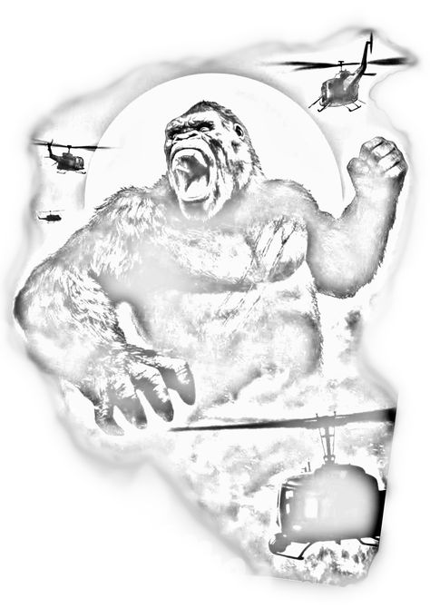 King Kong Tattoo Design, King Kong Tattoo, Kong Tattoo, Gorilla Tattoo, Stencil Outline, Tattoo Stencil Outline, E Tattoo, Tattoo Stencil, Tattoos Designs