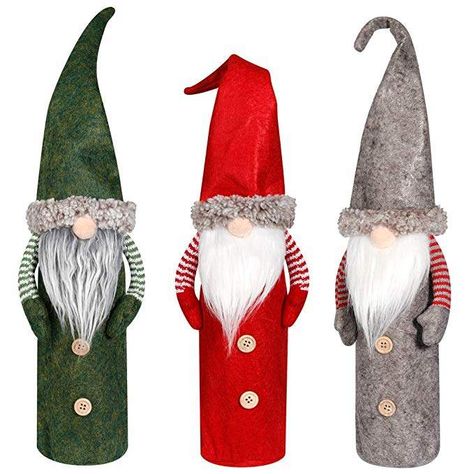 Christmas Wine Bottle Covers, Swedish Tomte, Wine Bottle Gift Bag, Wine Bottle Topper, Christmas Wine Bottles, Wine Bottle Gift, Wine Bottle Covers, Wine Bottle Bag, Bottle Toppers