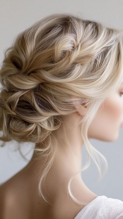 Achieve a chic look with these easy updos for shoulder-length hair, perfect for any occasion. From casual messy buns to elegant twists, these styles will keep your hair out of your face while adding a stylish touch. Embrace the versatility of medium-length hair with these stunning updo ideas. Wedding Hairdos For Shoulder Length Hair, Updos For Off The Shoulder Dress, Updos For Medium Length Hair With Bangs, Loose Bridal Updo, Updos For Shoulder Length Hair, Wedding Hairdo, Medium Length Hair With Bangs, Updo Ideas, Medium Length Blonde