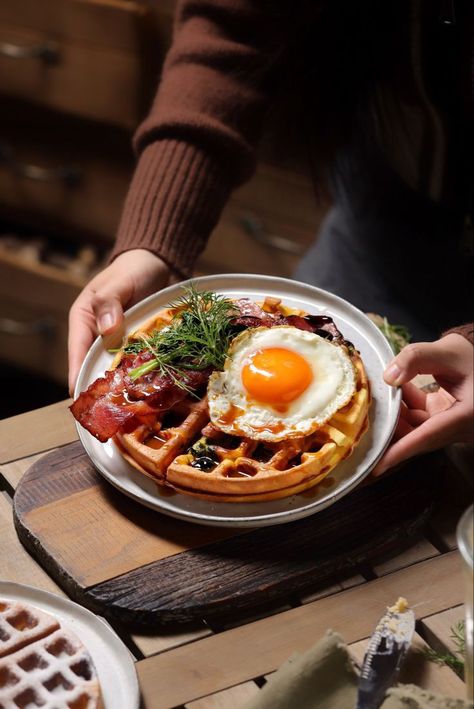 Waffle Food Photography, Waffle Photography, Breakfast Photoshoot, Waffles Photography, Breakfast Shot, Food Photography Dessert, Breakfast Photography, Breakfast Cafe, Breakfast Photo