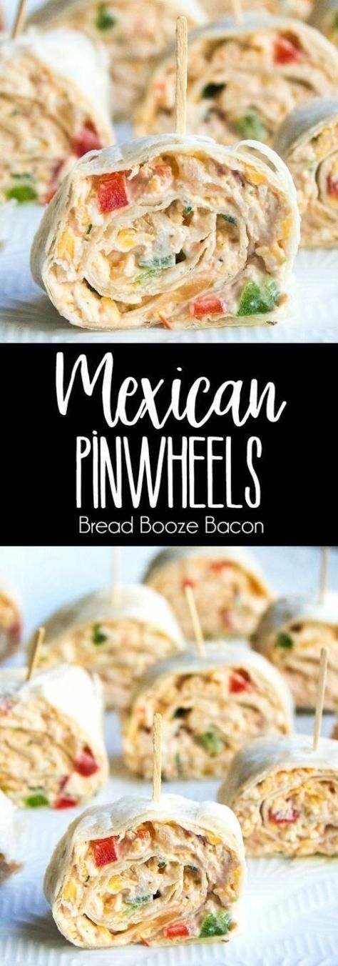 Mexican Pinwheels, Pinwheels Recipe, Bread Booze Bacon, Pinwheel Appetizers, Pinwheel Recipes, Easy Mexican, Finger Food Appetizers, Snacks Für Party, Party Food Appetizers