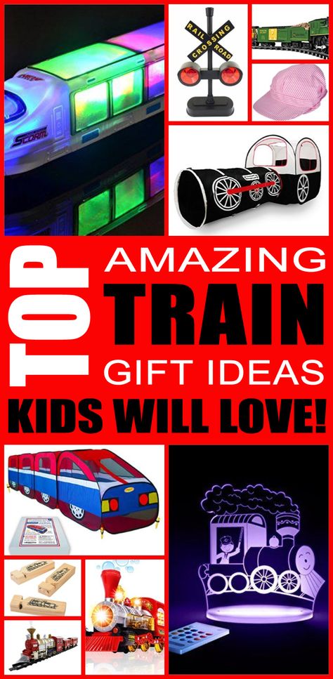 Train gift ideas! Find fun train gifts for boys and girls. This is the ultimate train gift guide that kids, teens, tweens, friends and adults will love. You can always DIY your gifts but shopping for train products is so cool. Get awesome birthday gift or Christmas gifts for the train lover in your life. Gift Ideas For Friends, Train Gifts, Ideas For Friends, Kids Training, Train Birthday, Perfect Birthday Gift, Best Birthday Gifts, Gift Guides, Gifted Kids