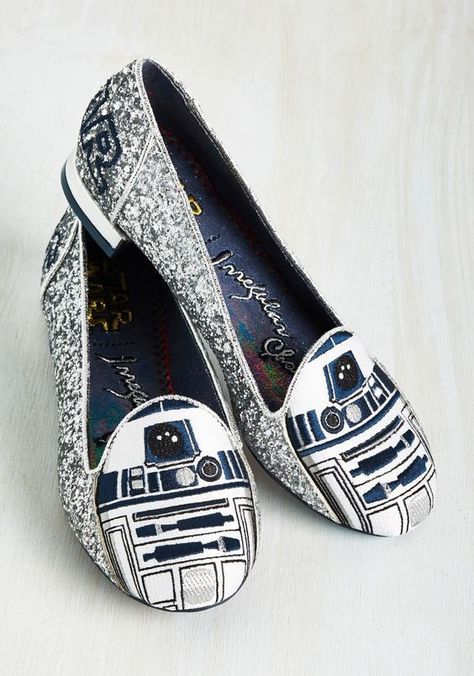 Star Wars Shoes, Star Wars Wedding Theme, Sparkly Wedding Shoes, Silver Wedding Shoes, Star Wars Fashion, Irregular Choice Shoes, Star Wars Wedding, Wedding Shoes Flats, Vintage Flats