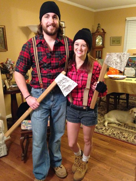 Lumber Jack Costumes, Lumberjack Costume Mens, Farmer Dress Up Day At School, Diy Lumberjack Costume, Lumberjack Couple Costume, Lumberjack Costume Female, Lumber Jack Costume, Cute Couples Halloween Costume Ideas, Lumberjack Halloween