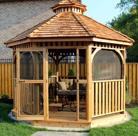 Transform Your Yard with a Western Red Cedar Gazebo Octagon Gazebo, Cedar Gazebo, Cedar Lap Siding, Gazebo Privacy, Round Gazebo, Cedar Shingle Roof, Screened Gazebo, Cedar Roof, Cedar Deck