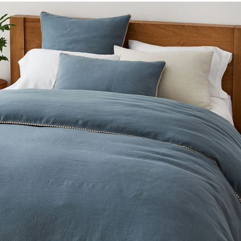 European Flax Linen Pom Pom Duvet Cover & Shams | West Elm Copper Bedding, Striped Duvet, Striped Duvet Covers, Linen Duvet Cover, Stylish Curtains, Quilted Sham, Linen Duvet Covers, Linen Duvet, Twin Duvet