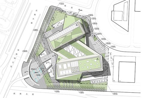 Tencent Corporate Heaquarters - By NBBJ Office Building Plans, Terminal Bus, Plot Plan, Corporate Headquarters, Master Thesis, University Architecture, Office Tower, Site Plans, Architecture Concept Drawings