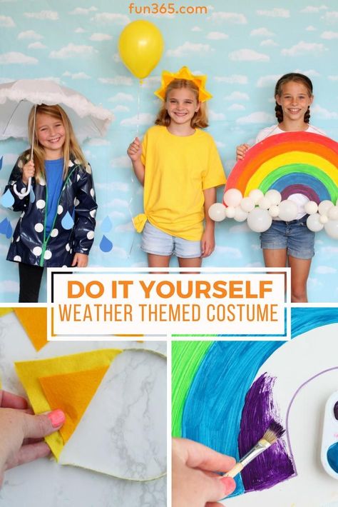 We have an easy and adorable group costume for you this halloween. The Weather Themed Costume is easy to make with the included free printables. Four Seasons Costume, Science Costumes, Vocabulary Parade, Cloud Costume, Mom Halloween Costumes, Teacher Halloween Costumes, Themed Halloween Costumes, Crazy Costumes, Diy Halloween Costumes For Kids