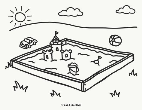 Sandbox Coloring Page for your Creative! February Activities, February Activity, Simple Drawings, Preschool Coloring Pages, Procreate Ipad Art, Sand Toys, Procreate Ipad, Valentines Day Activities, Ipad Art