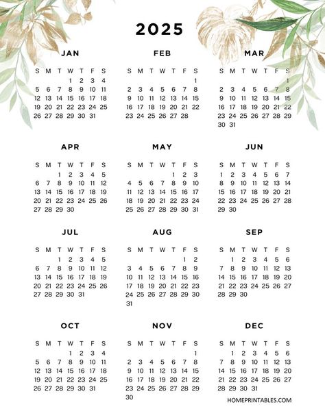 Free printable yearly 2025 calendar with nature theme! #2025calendar #freeprintable 2025 Yearly Calendar, 2025 Calendar Printable Free, 2026 Calendar, Full Year Calendar, Free Printable Calendar Templates, Blank Monthly Calendar, Monthly Printable, Free Calendar Template, Year Calendar