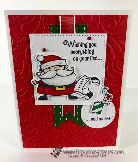 Christmas Swap with the leader group. All cards showcase products from Stampin'Up! Holiday 2018 catalog. All can be purchase at frenchiestamps.com Signs of Santa Santa Signs, Workshop Signs, Santa Workshop, Mrs Clause, Interactive Card, Santa Cards, Santa's Workshop, Christmas Projects Diy, Santa Reindeer