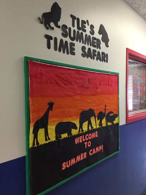 Summertime safari bulletin board                                                                                                                                                     More Safari Bulletin Board Ideas, Safari Bulletin Boards, Testing Bulletin Boards, Jungle Theme Classroom, Safari Art, Teaching Themes, Theme Classroom, Classroom Fun, Jungle Safari