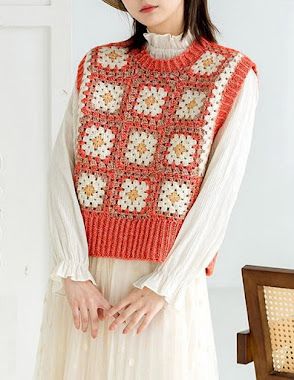 Crochet Sweaters Crochet Tunic Pattern, Crochet Shawl Diagram, Crochet Sweater Design, Granny Square Sweater, Crochet Vest Pattern, Crochet Circles, Crochet Wool, Crochet Tunic, Crochet Goodies