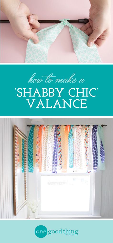 Learn how to use "jelly roll" fabric strips to make a light and airy window valance in under 10 minutes. Shabby chic was never easier! Shabby Chic Valance, Shabby Chic Outfits, Jelly Roll Fabric, Estilo Shabby Chic, Shabby Chic Living, Shabby Chic Room, Shabby Chic Dresser, Shabby Chic Living Room, Shabby Chic Bathroom