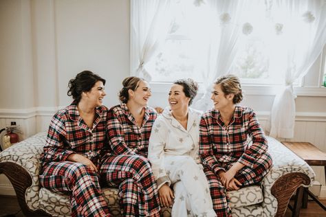 This Christmas-Inspired Wedding at Holly Hedge Estate Will Get You in the Holiday Spirit | Junebug Weddings Bridesmaid Pyjamas, Winter Wedding Inspiration, Bridal Shower Rustic, Wedding Team, Bride Tribe, Bridesmaid Style, Ceremony Venue, Gowns Of Elegance, Wedding Invitations Rustic