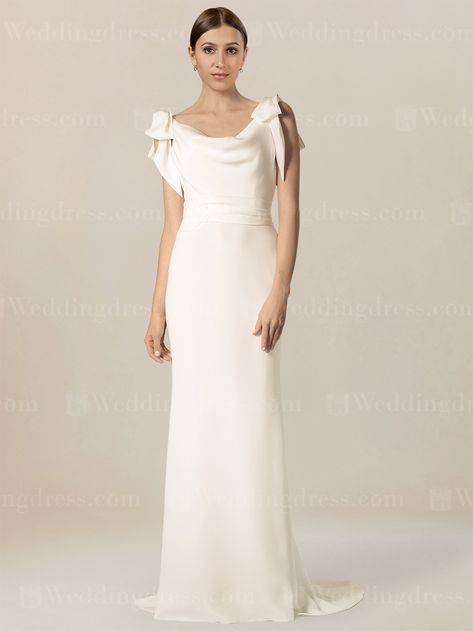 Simple Wedding Dress with Cowl Neck $199 Cowl Back Wedding Dress, Cowl Neck Wedding Dress, 20s Dresses, Knee Length Wedding Dress, Gown Elegant, Neck Wedding Dress, Bridesmaid Attire, Red Slip Dress, Loft Wedding