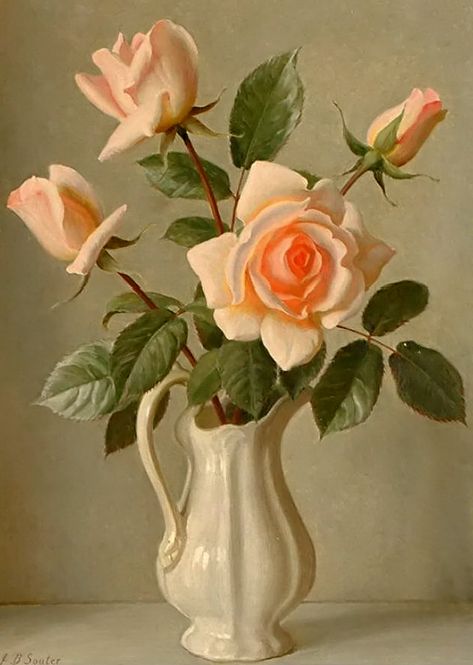 Still Life Flowers, Art Painting Gallery, Lukisan Cat Air, Oil Painting Flowers, Container Flowers, Beautiful Rose Flowers, Still Life Art, Dreamy Art, Arte Floral