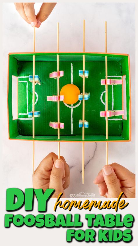 Football Stem Activities For Kids, Diy Foosball, Sports Crafts For Kids, Stem Preschool, Sport Themed Crafts, Countdown For Kids, Homeschool Stem, Market Day Ideas, Sports Crafts