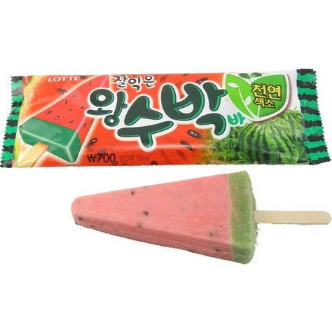 Korean Ice Cream, Watermelon Ice Cream, Watermelon Ice, Junk Food Snacks, Ice Cream Stick, Grocery Foods, Cute Snacks, Japanese Dessert, Japanese Snacks